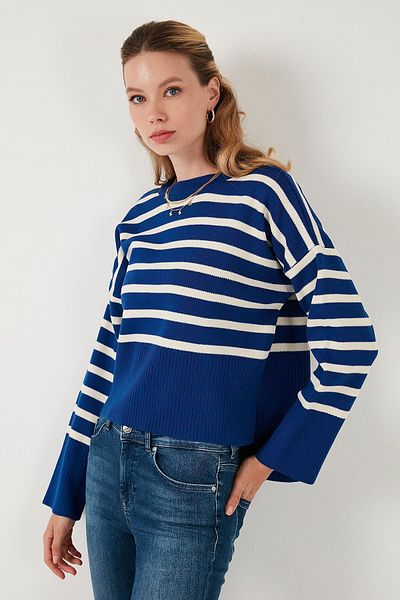 Lela Relaxed Fit - Striped Short Front and Long Back Sweater 4616174
