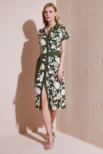 Lela Regular Fit Belted Midi Shirt Dress - DRESS66924552S4