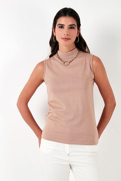 Lela Памучна тениска без ръкави със стенд яка T SHIRT5865710