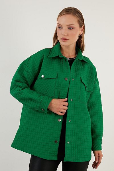 Lela Μπουφάν Oversize Καπιτονέ πουκάμισο με Τσέπες Μπουφάν πουκάμισο 42190505