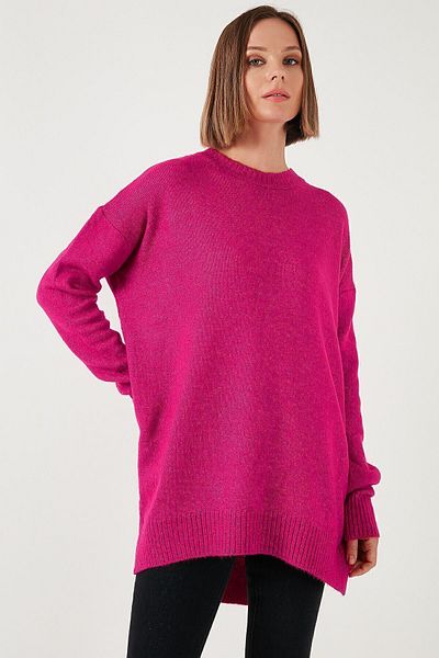 Lela Crew Neck Slit Comfortable Sweater - Pullover 4616142 Y