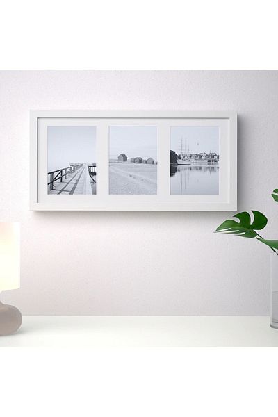 IKEA Rıbba White 3 Piece Frame 50x23 Cm White Deep Edged Wooden Photo Picture Frame