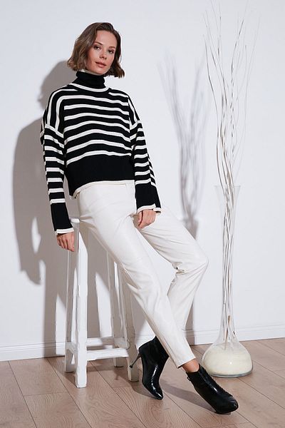 Lela Turtleneck Acrylic Striped Knitwear Sweater - Pullover 4616166