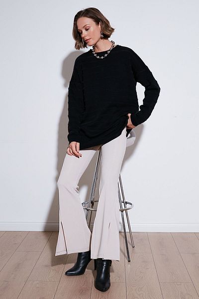 Lela Pulover de tricotaj cu dungi cu gât crew - Modest 4616161