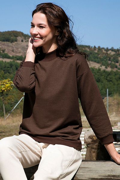 Lela Stand Collar Basic Cotton Knitted Sweat - 5863323