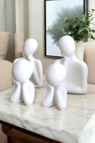 tambana 4’lü Beyaz Heykel Biblo Seti Dekoratif Süs Eşyası Dekoratif Masa Süsü...