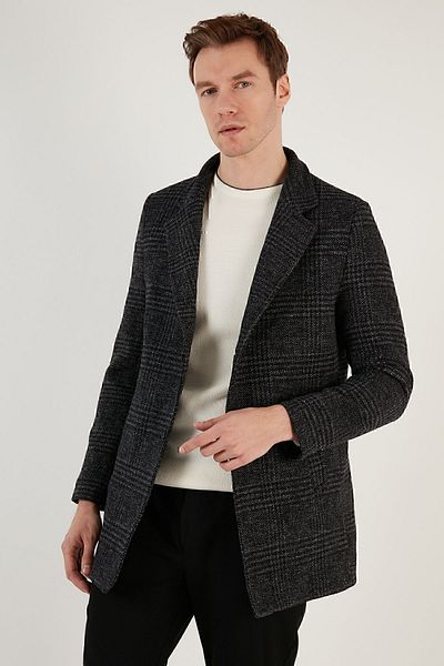 Buratti Ανδρικό παλτό Slim Fit με μονό κουμπί με επένδυση από κασμίρ 5840110 ε