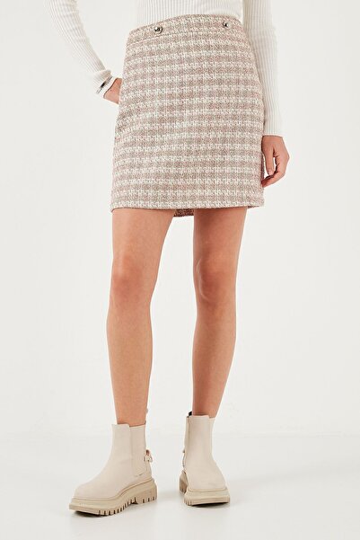Lela Tweed Plaid Mini Winter Skirt - Straight Cut Pencil, Skirt 611et0602