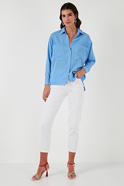 Lela Πουκάμισο με διπλή τσέπη 100% βαμβακερό χαλαρωτικό πουκάμισο με λεπτομέρεια στο πίσω παράθυρο 51444592