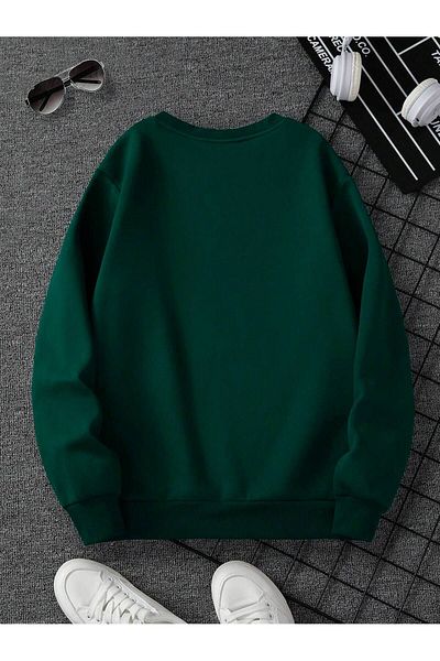 MODARİCH Λος Άντζελες 23 - Φούτερ Nefti Green Oversize, Χοντρό Χειμώνα, Ποδηλατικό Λαιμόκοψη