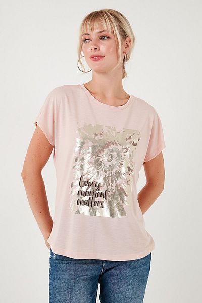 Lela T-Shirt με στάμπα με λαιμόκοψη με κανονική εφαρμογή - T-SHIRT 6671001