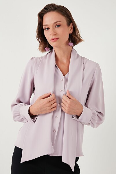 Lela V-neck Regular Fit Tie Detailed Shirt - Shirt 611go0202