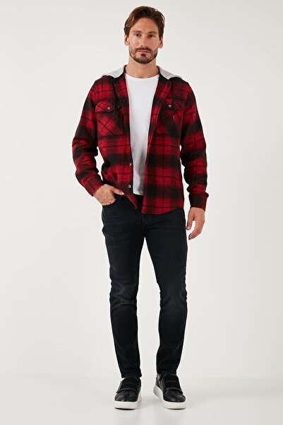 Buratti Ekoseli Çift Cepli Kapüşonlu Oduncu Gömlek Erkek Gömlek Cf22w2650