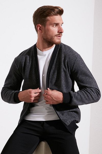 Buratti Cotton Regular Fit Buttoned V-Neck Cardigan Men's Cardigan 456205