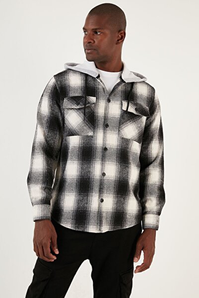 Buratti Καρό ανδρικό πουκάμισο ξυλοκόπο με κουκούλα διπλής τσέπης Cf22w2650