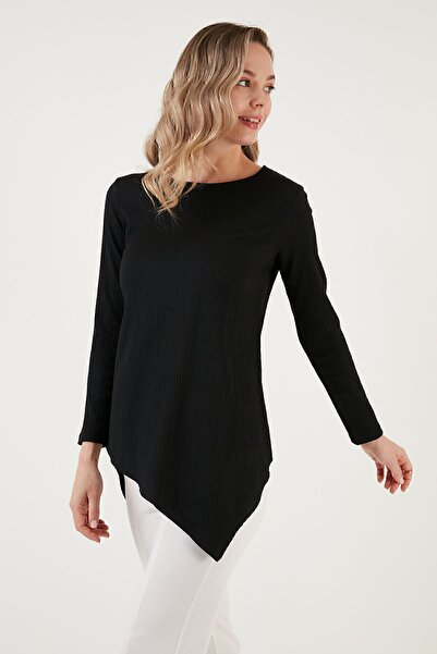 Lela Bisiklet Yaka Esnek Dokulu Asimetrik Bluz Bluz 5864971