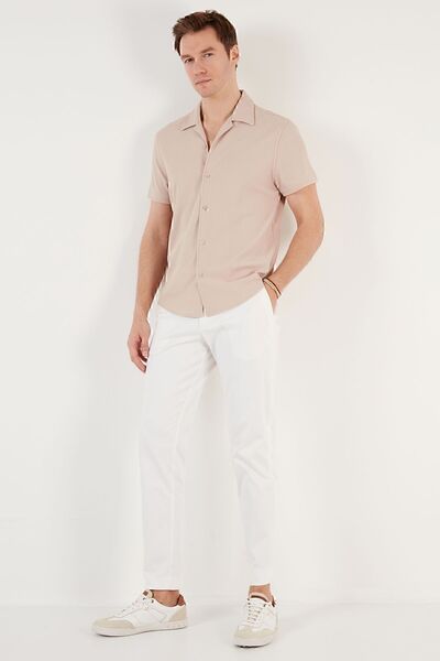 Buratti Стандартна риза с къс ръкав с яка Apache от смес от памук Мъжка риза CF24S115882