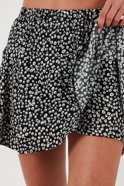 Lela Patterned Elastic Waist Mini Shorts Skirt Shorts Skirt5865118