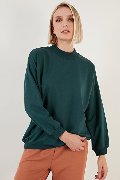 Lela Stand Collar Basic Cotton Knitted Sweat - 5863323