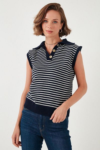Lela V-neck Striped Knitwear Sweater - Sweater 4616171