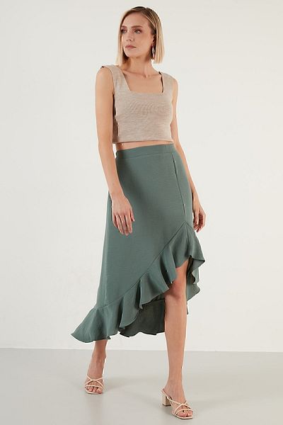 Lela Flounced Midi Length Slit Skirt Women's Skirt 6058387