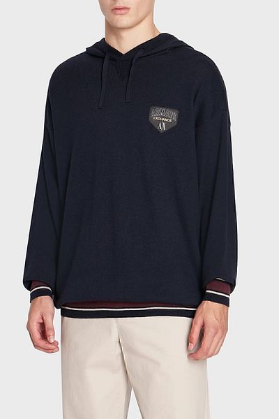 Armani Exchange Cotton and Wool Blend Regular Fit Hooded Sweater Men's SWEATER 6RZM2A ZM3FZ 1510