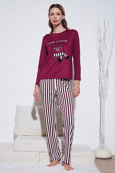 Lela Patterned Crew Neck Regular Fit Pajama Set - 65719102