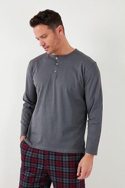 Buratti Екологічний бавовняний пояс на резинці, прямий крій, довгі рукави, піжамний комплект для чоловіків ПІЖАМНИЙ КОМПЛЕКТ 65720