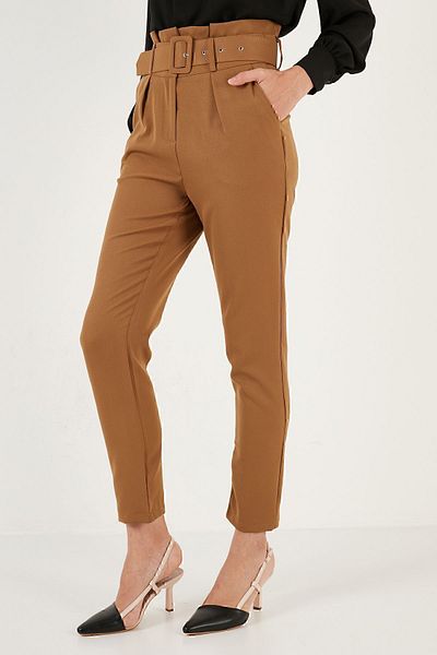 Lela Pantaloni din țesătură cu talie înaltă, cu curea, cu buzunar PANTALONI 611PL04