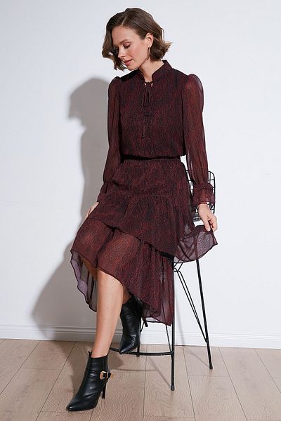 Lela Rochie midi din șifon cu volan - ROCHIE Regular Fit, Halter 611EL1449