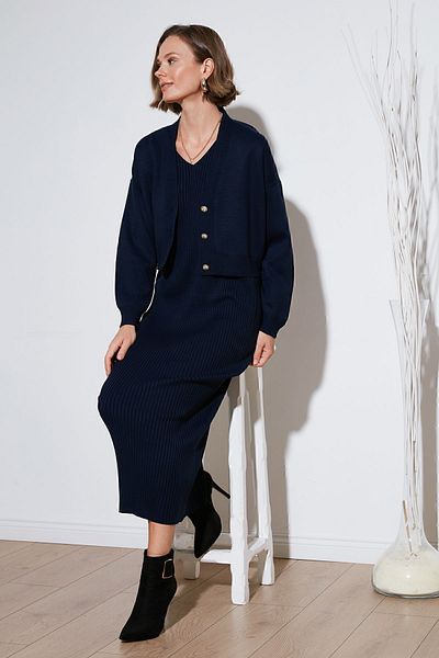 Lela Knitwear Crop CarDigan - V-neck, ButtoneD - CarDigan 4616170
