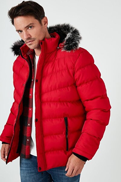 Buratti Slim Fit Faux Fur Plush Lined Removable Hooded Sweater Men's COAT 5761080 B