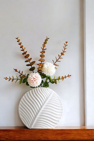 tambana Beyaz Dekoratif Vazo Obje Ev Dekorasyon Masa Üstü Dekor Vazo Model 29