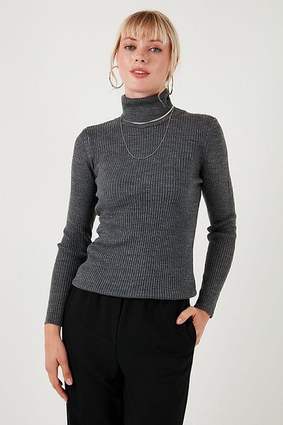 Lela Turtleneck Soft Acrylic Corded Sweater -4614102