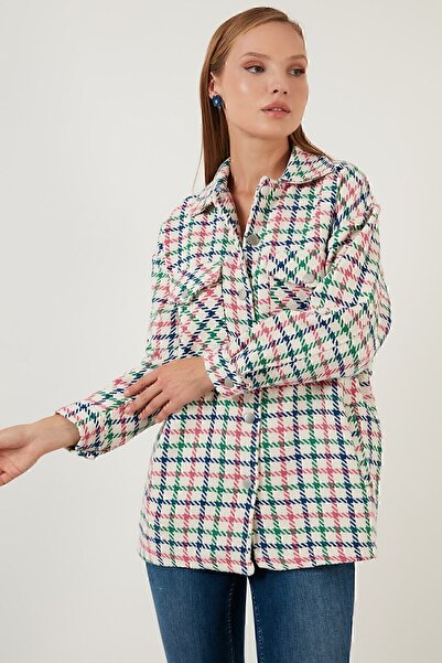 Lela Checked Regular Fit Buttoned Shirt Jacket Shirt Jacket 42190497