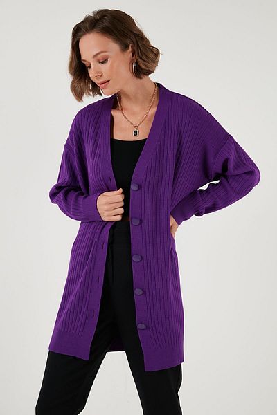 Lela Long V-neck Knitwear CarDigan - ButtoneD, CarDigan 4616040 Y