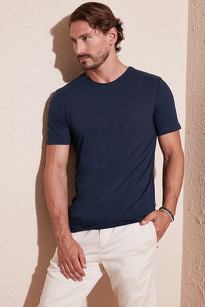Buratti Тениска с кръгло деколте 100% памук Slim Fit Basic T Shirt Мъжка тениска 59020001