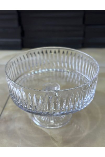 AYZ HOME Footed Cut Crystal Glass Handmade Salad Presentation Bowl - Fruit Bowl