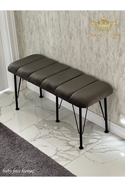BY HAKAN AŞKIN Siyah Metal Ayaklı line style 2024 Babyface Puf & Bench Koyu Füme