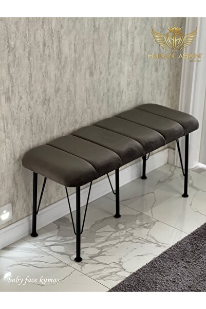 BY HAKAN AŞKIN Siyah Metal Ayaklı line style 2024 Babyface Puf & Bench Koyu Füme