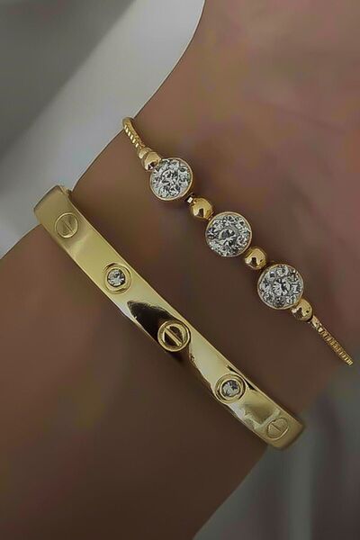 Leerybee 2'li Çelik Kadın Bileklik Stil Tamamlayıcı Set