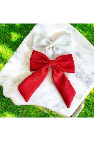 alsaccessories Model de țesătură ușoară, roșie și albă, cu fundă și coadă, cu...