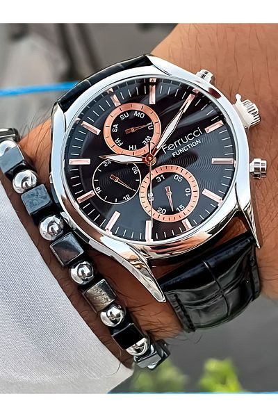 Ferrucci Waterproof Steel Case Watch Bracelet with Stopwatch and Functional
