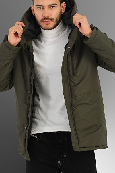 D1fference Men's Khaki Windproof Hooded Sports Winter Coat & Coat & Parka