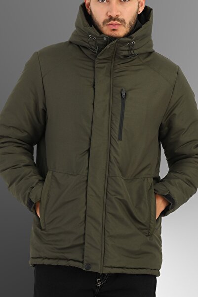 D1fference Men's Khaki Windproof Hooded Sports Winter Coat & Coat & Parka