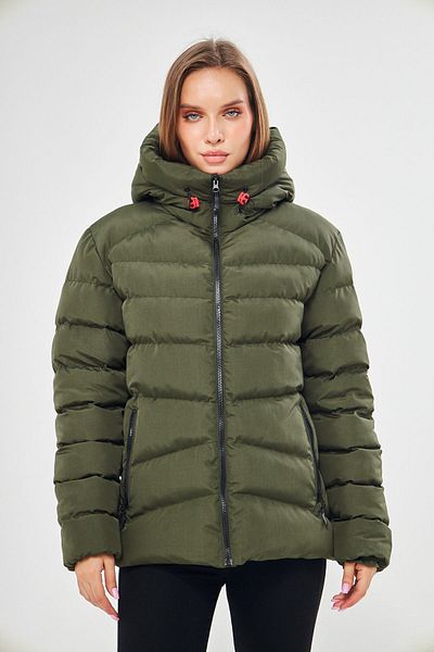 D1fference Women's Khaki Hooded Windproof Inflatable Winter Coats