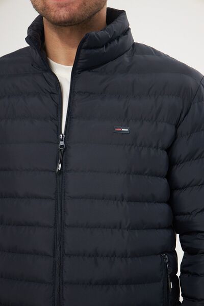 D1fference Чоловічий водонепроникний комір-стійка надувний комір з гелевим волокном, наповнений темно-синім пальто