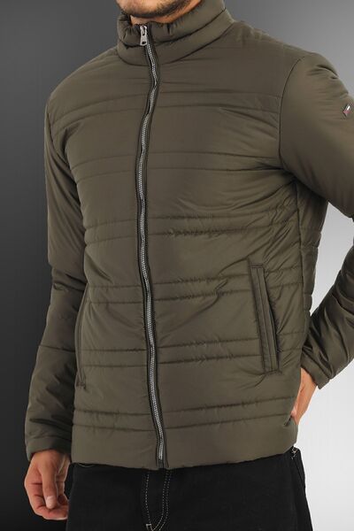 D1fference Чоловічий вітрозахисний спортивний піджак з підкладкою хакі та стоячим коміром