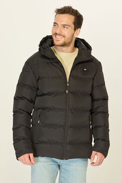 D1fference Schwarze wasser- und windabweisende Pufferjacke für Herren DDM-600