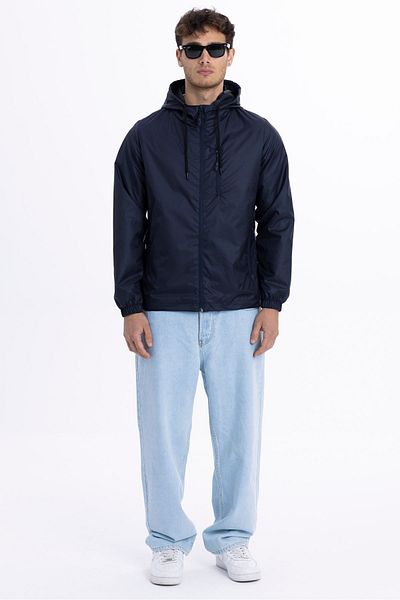 D1fference Men's Lined Wind Resistant Hooded Pocket Raincoat